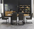 Rustic Oak Extending Dining Table 6 Dark Grey Fabric Chairs