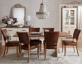 2 Tone Dining Table 6 Rustic Oak Chairs in Tan Leather