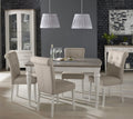 Grey Washed Oak Top Dining Table Set 4 Grey Chairs
