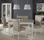Grey Oak Dining Table Set with 4 Grey Leather Chairs