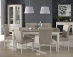 Grey Washed Oak Dining Table Set with 6 Grey Chairs