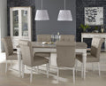 Grey Oak Top Dining Table Set with 6 Grey Leather Chairs