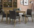 Oak Dining Table Set 4 Oak Chairs in Black Gold Fabric