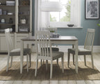 Grey Washed Oak Dining Set 4 Grey Fabric Slat Back Chairs