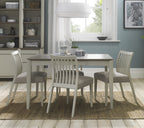 Grey Washed Oak Extending Dining Set 4 Grey Leather Chairs