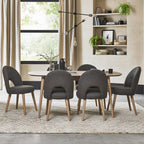 Oak Oval Extending Dining Table Set 6 Grey Fabric Chairs