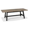 Weathered Oak Extending Dining Table Brass Centre Strip