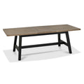 Weathered Oak Extending Dining Table Brass Centre Strip