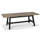 Weathered Oak Extending Dining Table Brass Centre Strip