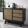 Weathered Oak Sliding Door Sideboard with 3 Drawers