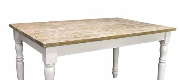 Farmhouse Style White Natural Wood Rectangular Dining Table