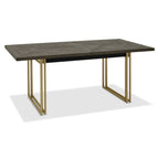 Dark Oak Large Extending Dining Table with Brass Metal Base