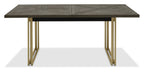 Dark Oak Large Extending Dining Table with Brass Metal Base - Home Furniture Interiors