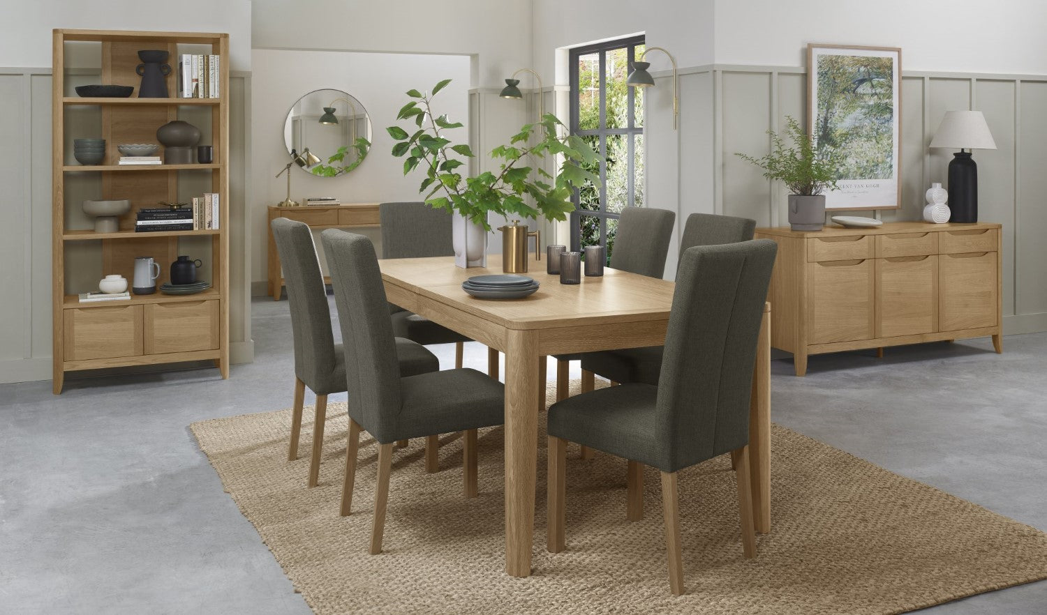 Oak Lacquer Finish Large Extending Dining Table 180 to 235cm - Home Furniture Interiors
