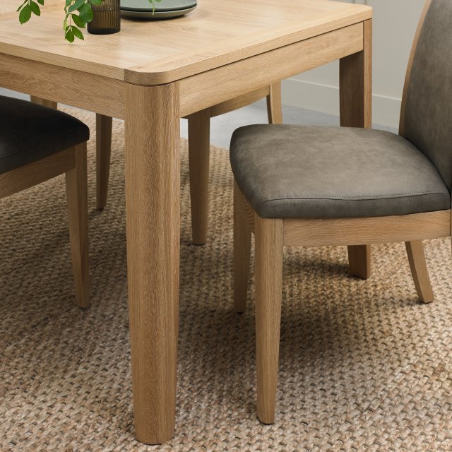 Grey Fabric Upholstered Oak Dining Chair - Home Furniture Interiors