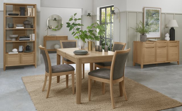 Grey Fabric Upholstered Oak Dining Chair - Home Furniture Interiors