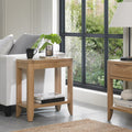 Oak Side End Sofa Table with Open Bottom Shelf