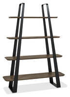 Weathered Oak and Black Metal Open Shelving Display Unit - Home Furniture Interiors