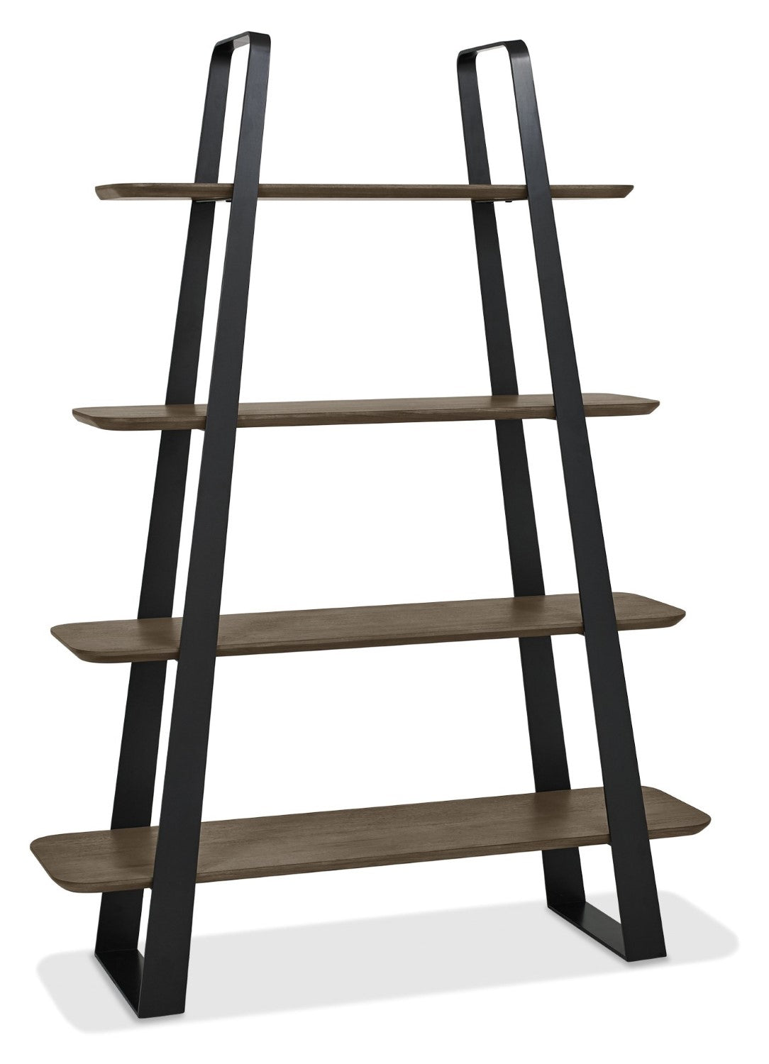 Weathered Oak and Black Metal Open Shelving Display Unit - Home Furniture Interiors