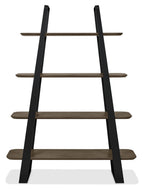 Weathered Oak and Black Metal Open Shelving Display Unit - Home Furniture Interiors