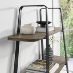 Weathered Oak and Black Metal Open Shelving Display Unit - Home Furniture Interiors