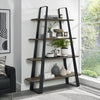 Weathered Oak and Black Metal Open Shelving Display Unit