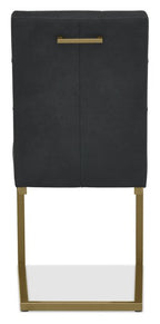 Black Fabric and Brass Metal Cantilever Dining Chair - Home Furniture Interiors