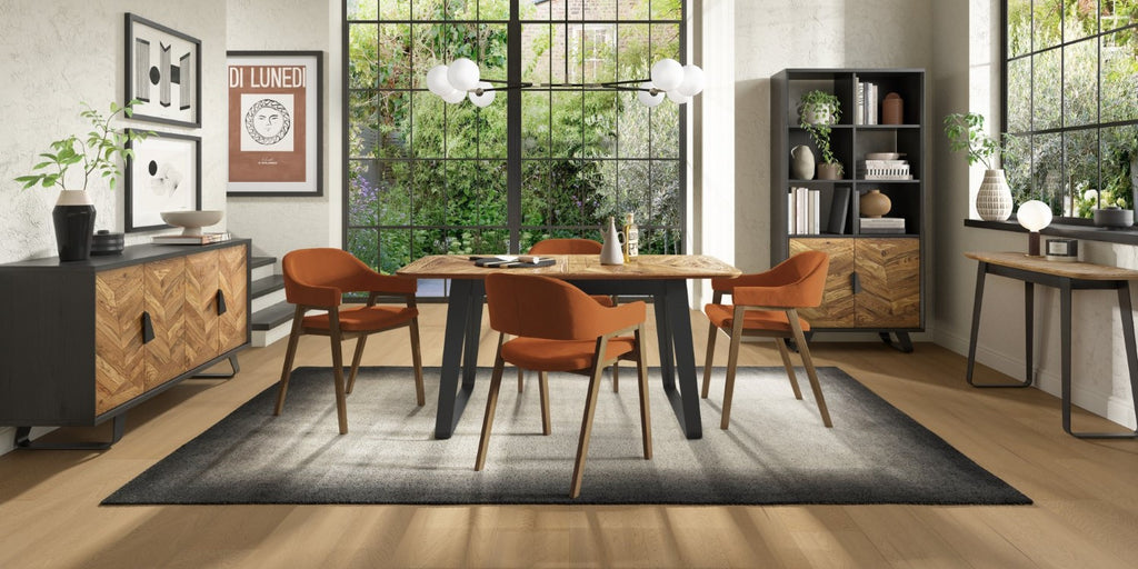 Rustic Oak and Peppercorn Medium Extending Dining Table - Home Furniture Interiors