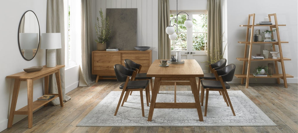 Rustic Vintage Faux Leather Oak Upholstered Dining Chair - Home Furniture Interiors