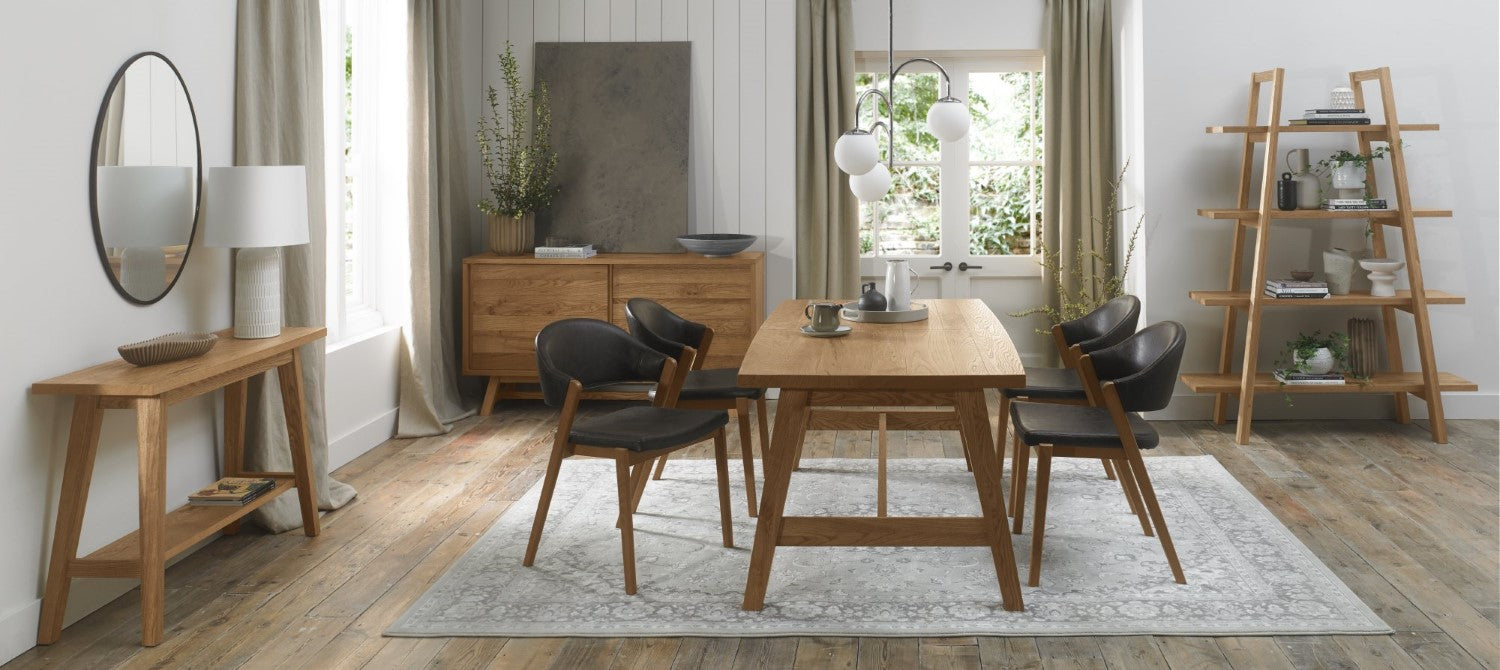 Rustic Vintage Faux Leather Oak Upholstered Dining Chair - Home Furniture Interiors