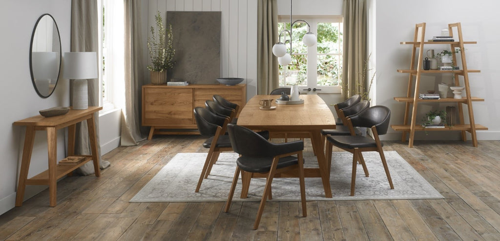 Rustic Vintage Faux Leather Oak Upholstered Dining Chair - Home Furniture Interiors