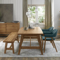 Rustic Oak Dining Table Set 2 Arm Chairs Velvet Small Bench