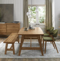 Rustic Oak Dining Set 2 Green Velvet Side Chairs and Bench