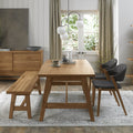 Oak Dining Table Set 2 Grey Fabric Side Chairs and Oak Bench