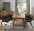 Rustic Oak Dining Table Set with 6 Oak Fabric Arm Chairs
