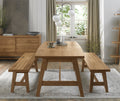 Large Rustic Oak Dining Table Set with 2 Oak Benches