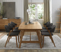 Rustic Oak Dining Table Set 6 Dark Grey Fabric Chairs