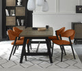 Weathered Oak Dining Table Set 4 Orange Velvet Side Chairs
