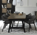 Weathered Oak Ext. Dining Table 6 Dark Grey Velvet Chairs Set