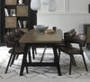 Weathered Oak Dining Table Set 6 Grey Fabric Side Chairs
