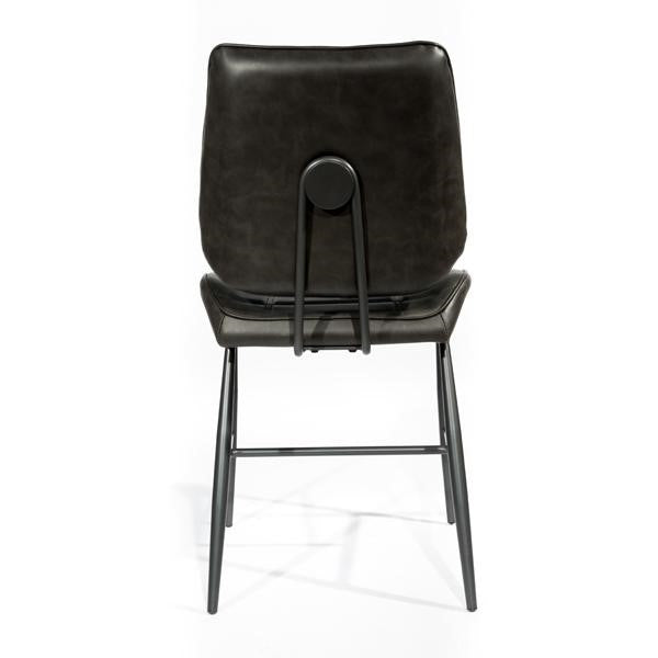 Pair of London Vintage Retro Cortina Vegan Grey Leather Dining Chairs - Home Furniture Interiors