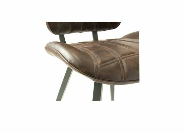 Modern Brown PU Leather Upholstered Dining Chair with Grey Steel Legs