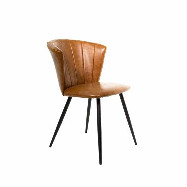 Modern Tan PU Leather Upholstered Curved Back Dining Chair