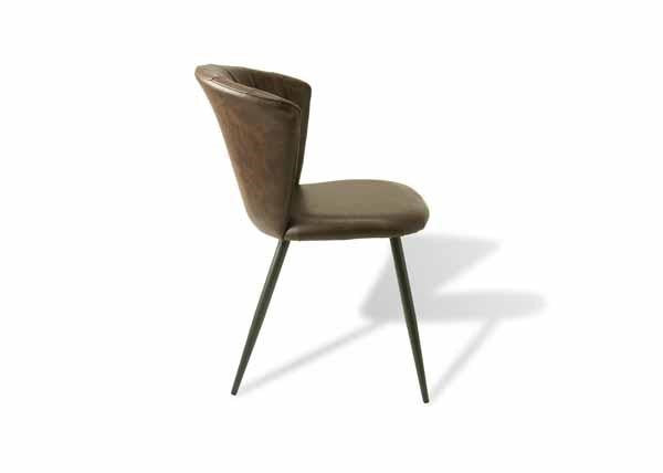 Modern Brown PU Leather Upholstered Curved Back Dining Chair
