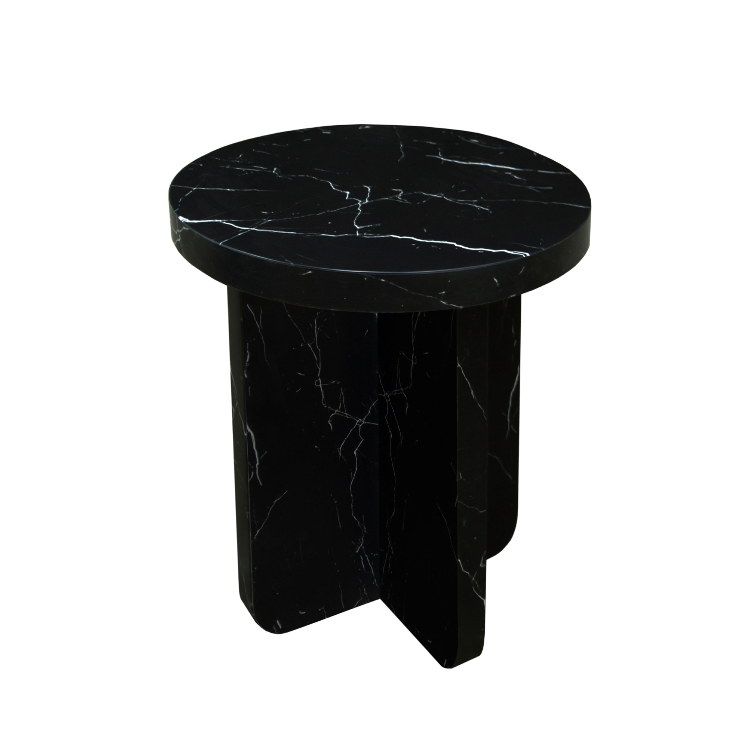 Modern Round Matt Black Lamp Table with Contemporary Sculpted Base