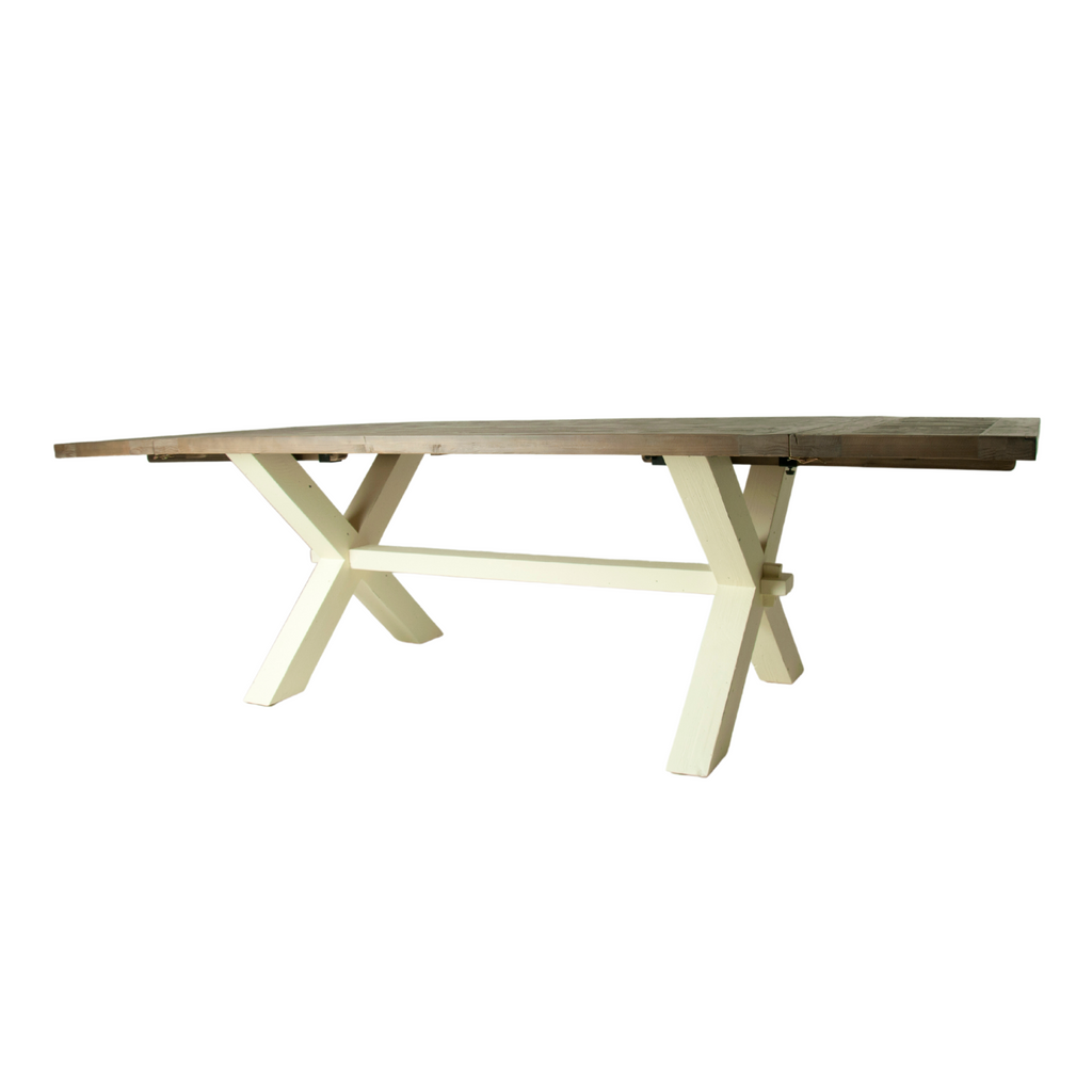 White Solid Pine Two Tone 6 Seater Dining Table with Matt Lacquer Finish