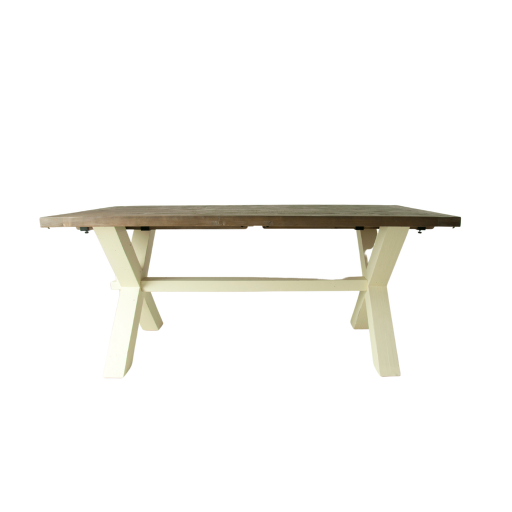 White Solid Pine Two Tone 6 Seater Dining Table with Matt Lacquer Finish