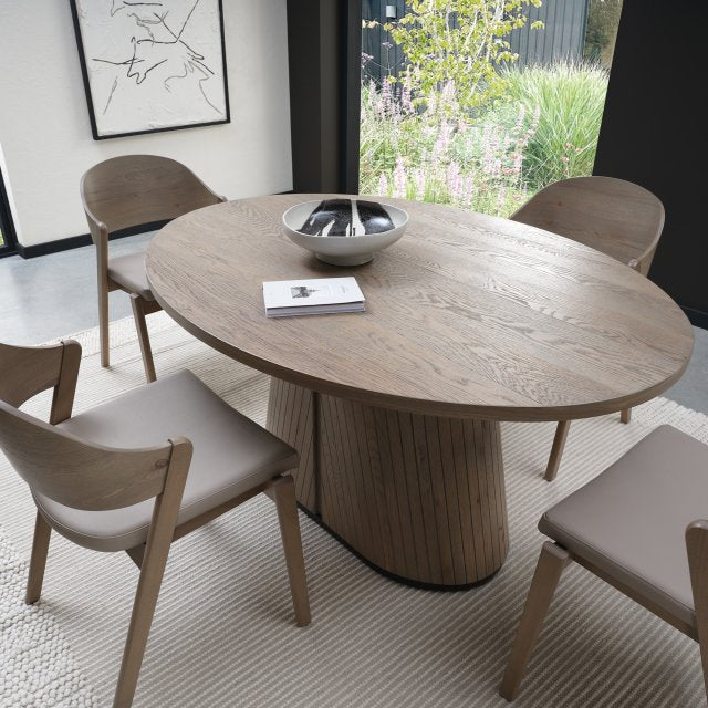 Grey Oiled Oak And Peppercorn 150cm Oval Dining Table