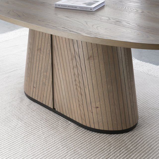Grey Oiled Oak And Peppercorn 150cm Oval Dining Table - Home Furniture Interiors