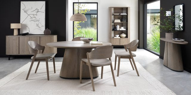 Grey Oiled Oak And Peppercorn 150cm Oval Dining Table - Home Furniture Interiors